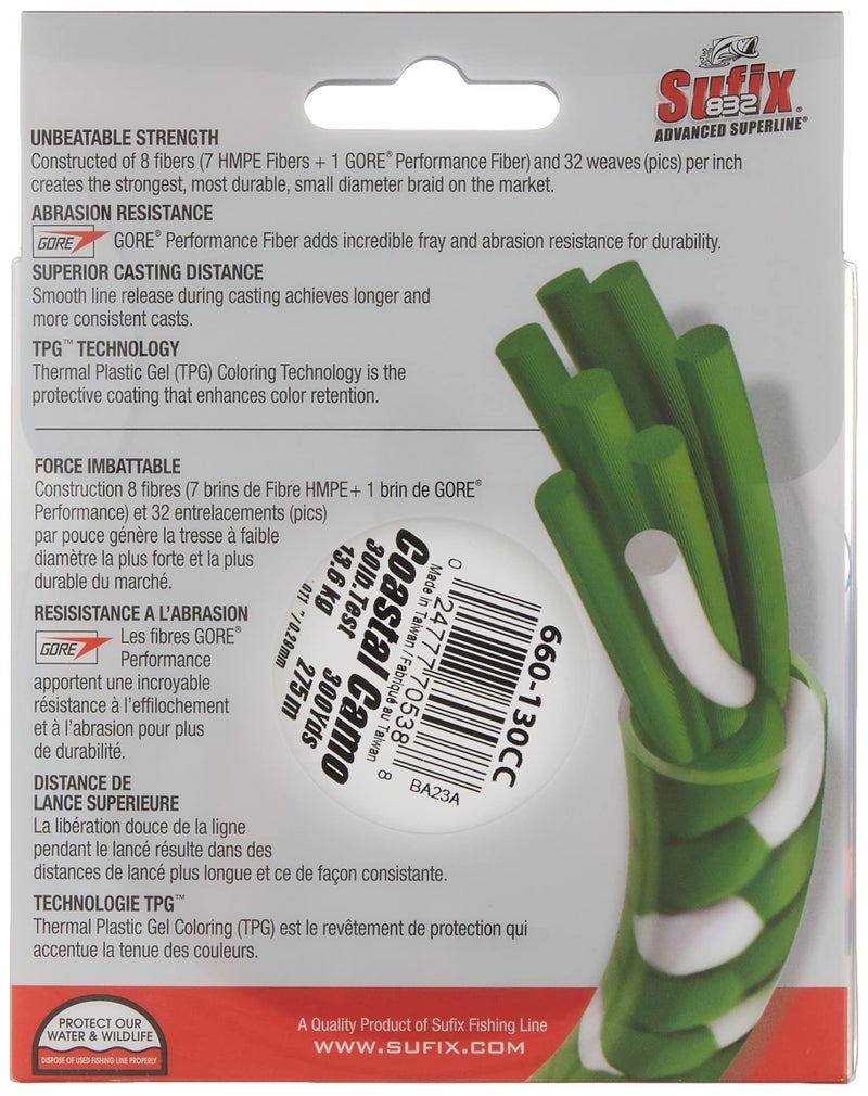 Sufix 832 Braid 15 lb Coastal Camo - 300 Yds - Image 4